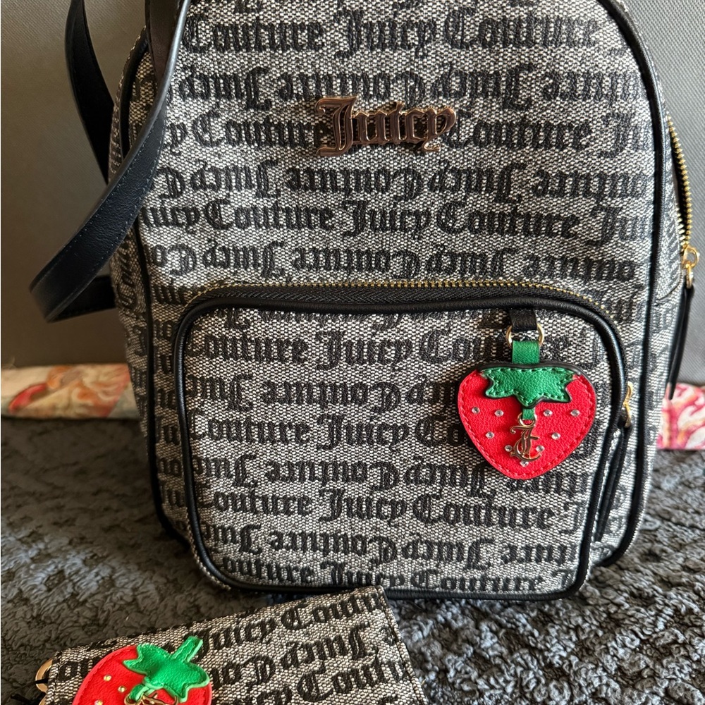 Juicy Couture Kids Bag Set - Black and Red Strawberry Accents